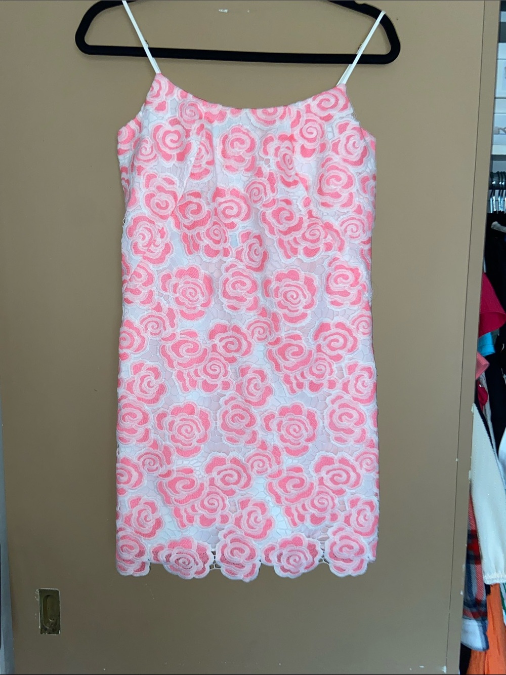 Lilly Pulitzer Coral Pink Rose Lace Mini Dress